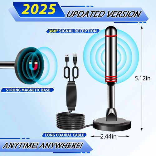 TV Antenna Indoor Antenna for Smart TV for Long Range Reception and All Smart TVs/Old TVs, Digital TV Antenna with Amplifier Signal Booster for Local Channels, Supports 4K 1080p-10ft Thick Coax Cable
