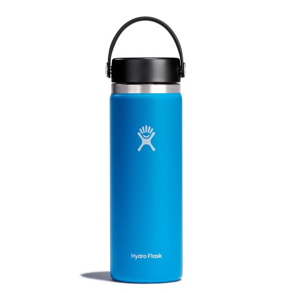 Hydro Flask W20BTS415 Stainless Steel & Vacuum Insulated Water Bottle, Wide Mouth 2.0, Leak Proof Flex Cap, Multiple Sizes and Colors, 20 oz (592 ml) Wide Mouth Blue