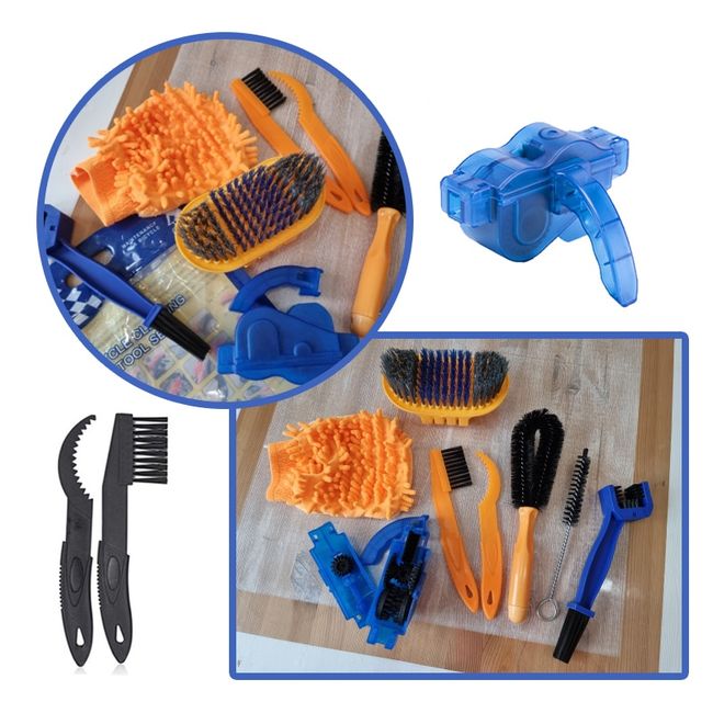 Motorcycle Chain Cleaner Kit Wash Tool Cycling Scrubber Cleaning Brushes  Wheel