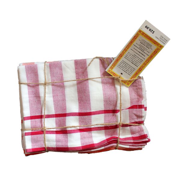 Kara Weaves of Kerala 3 Piece Napkin Set Red