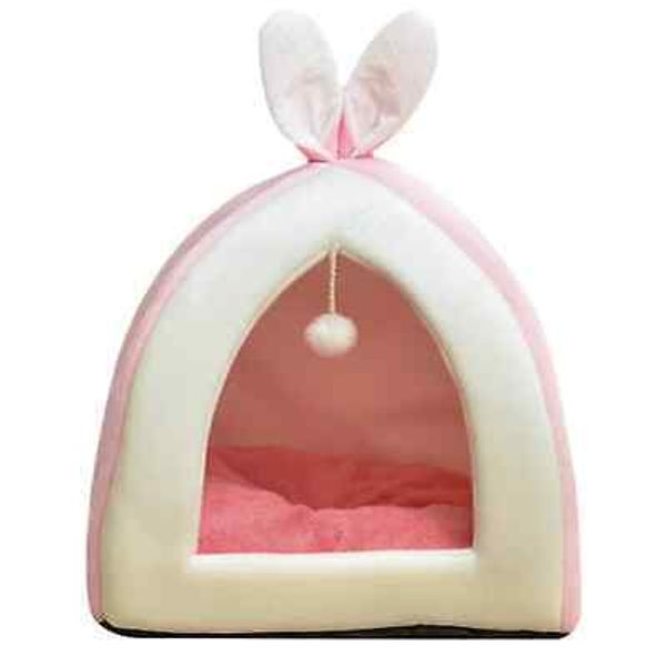 Pet Bed，Pet Nest Pads，Cozy Pet Bed pink with cute bunny ears.  Washable