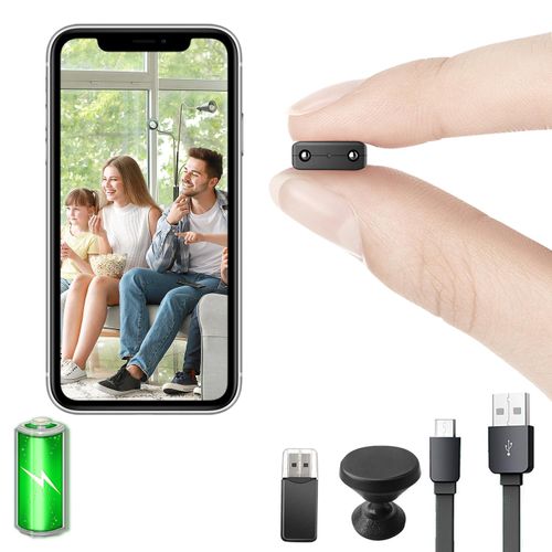 【Free 64G】Smallest Wireless WiFi Battery Camera, Concealed Spy Portable Security Camera with HD1080P Video Recording Live Feed,Baby Monitor, Upgrade Night Vision,Motion Detection,Remote Viewing APP