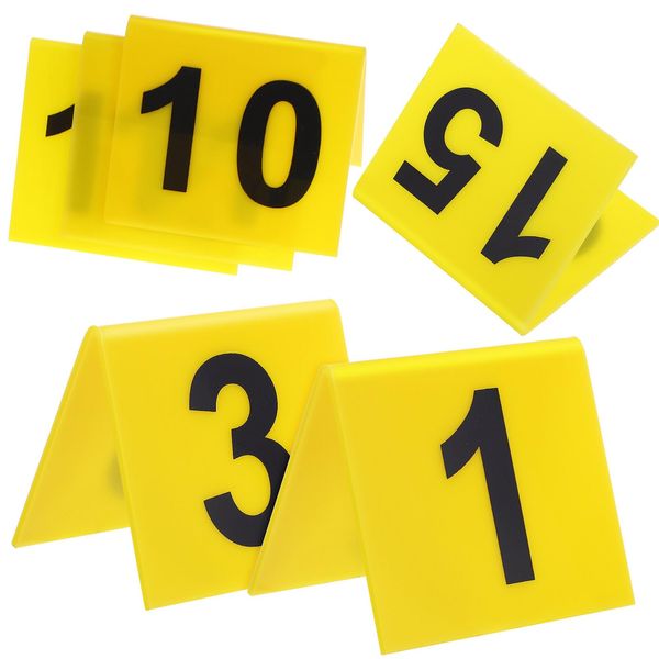 DEARMAMY Evidence Markers, 15pcs Crime Scene Markers 1-15 Evidence Number Markers Number ID Tents for Theme Easter Party Decorations