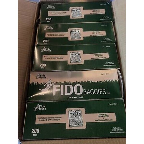 5 Boxes x 200 Bags Each Fido Baggies Pet Waste Bags 1000 Bags Part #116151