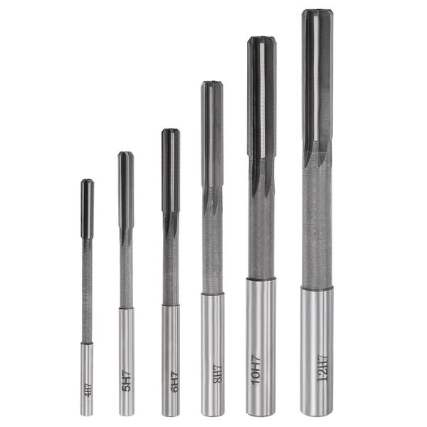 uxcell Chucking Reamer Set Lathe Machine Reamer Straight Flute Milling Cutter High Speed Steel H7 Tolerance (4mm 5mm 6mm 8mm 10mm 12mm) 6pcs