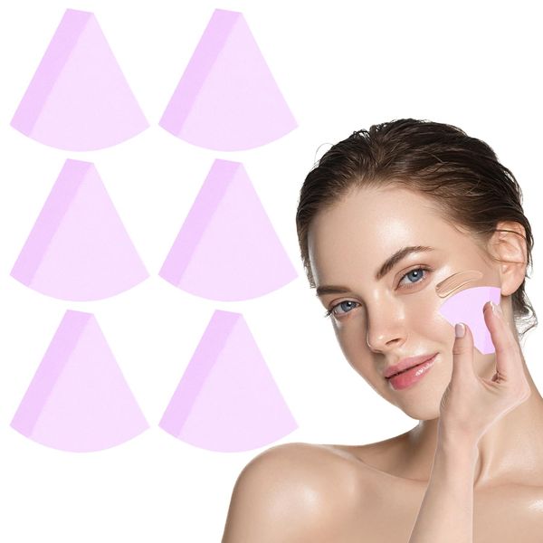 6 spugnette per trucco, mini spugnette per trucco lavabili per pittura viso, triangoli per frullatore di bellezza, per fondotinta, crema liquida, crema, correttore (viola)