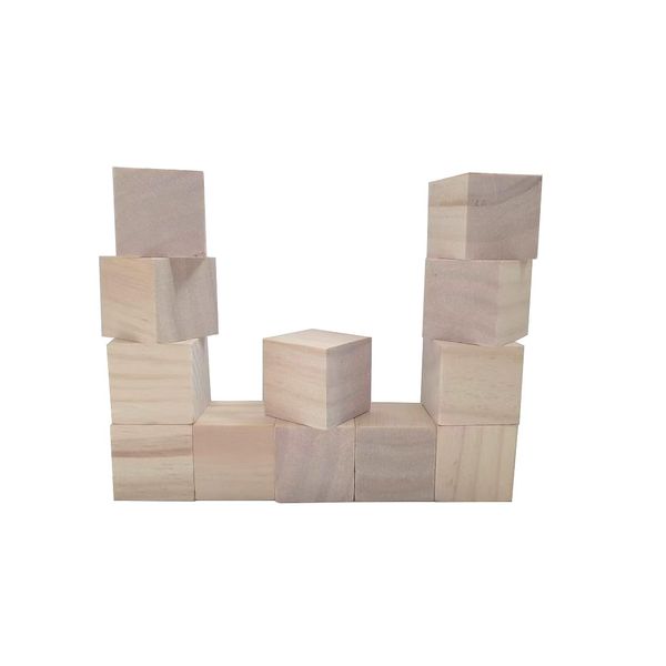 12 Pcs Natural Unfinished Craft Wooden Cubes 1.5InchesUnfinished Square Wooden Blocks Math Manipulativeswooden Blocks Baby Block for DIY Craft Projects