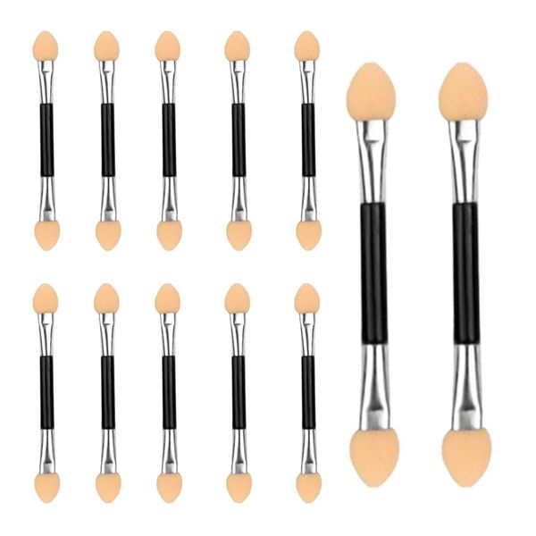 12 Pcs Applicatore Ombretto, Professionale Doppia Testa Ombretto Spazzole, Pennelli Spugna Ombretto, Applicatore di Spugna a Doppia Faccia, per Trucco Quotidiano Makeup Tool