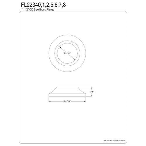 Kingston Brass FL22347 Made to Match 1-1/2 in. ID x 2-3/4 in. OD Flange, Brushed Brass