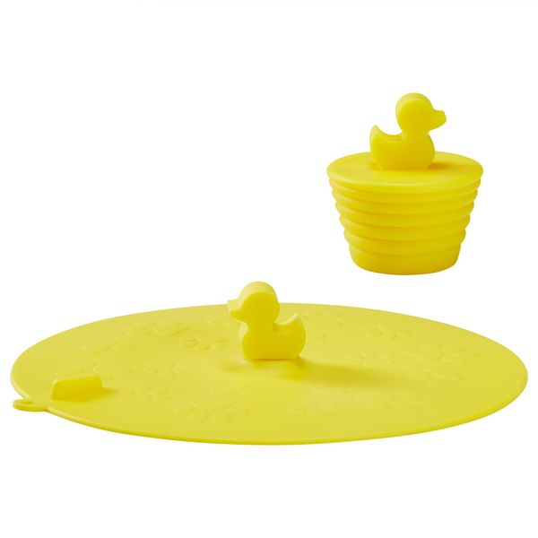 XXLDZSW Yellow Duck Bath Tub Stopper Set - 2 Pack Universal Silicone Bath Plug Drain Covers for Bathroom Sink and Bathtub - Cute and Practical Bathtub Drain Stopper and Floor Drain Cover Combo