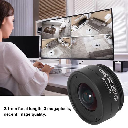 2.1mm 3MP CS Mount Lens, Wide Angle CCTV Camera Lens Aluminum Alloy for Home Security Cameras, Approx. 28.0x10.50mm Default