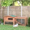 Pawhut Wooden Rabbit Hutch Bunny House Small Animal Habitat w/ Backyard Run Ramp