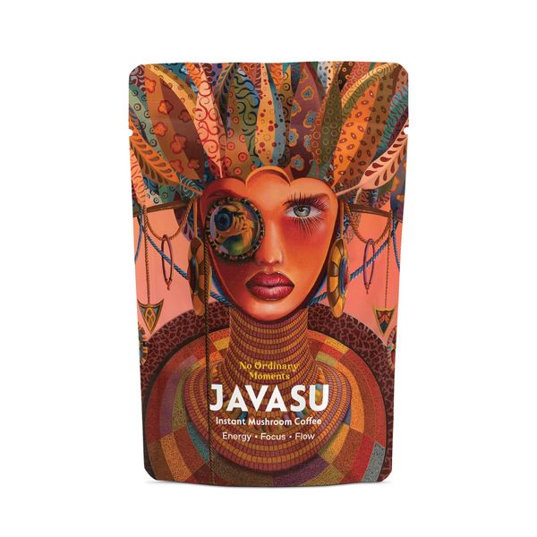 Javasu Mushroom Coffee | 60 Servings | Colombian Arabica Instant Coffee with Lion's Mane, Chaga, Cordyceps, L-Theanine for Natural Energy & Focus | No Ordinary Moments | 150g