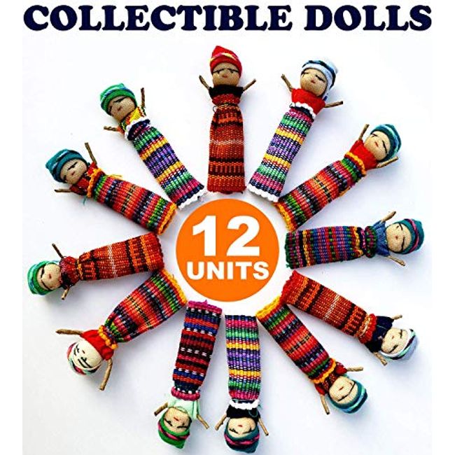 12 Super Cute Worry Dolls + 1 Free Guatemala Fabric Bag - Handmade Worry Doll for Our Guatemala Worry Dolls Set - Worry Dolls Guatemala - Guatemalan