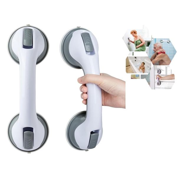 PZJFH Bathroom Suction Cup Grab Bars, 2Pcs Hand Rail for Disabled, Portable Mobility Aids Safety Handle with Suction Cup Fitting, for Bathroom, Bathtub, WC, Toilet