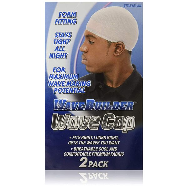 WaveBuilder Wave Cap | Promotes Healthy and Uniform Hair Waves, White, 2 Count