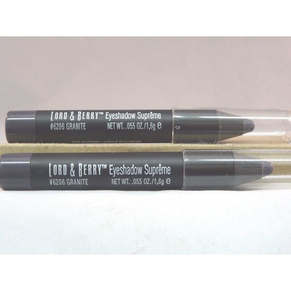 LORD & BERRY EYESHADOW SUPREME CRAYON- LOT OF 2 - GRANITE - FULL SIZE- NEW