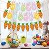 Easter Bunting,Easter Decorations,3 PCs Easter Banner,Paper Easter Hanging Decorations with"Happy Easter" Decorations,Paper Easter Carrot Rabbit Flag for Home Party Easter Decor