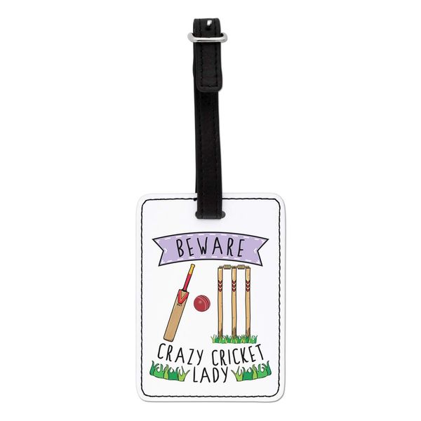 Gift Base Beware Crazy Cricket Lady Visual Luggage Tag with Black Strap