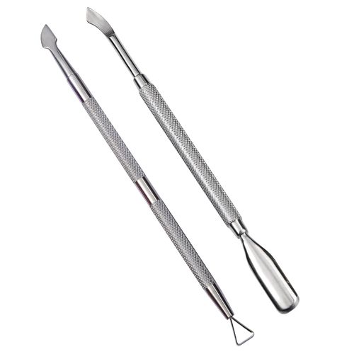 LuoshaPUCY Cuticle Pusher, 2 Pack Stainless Steel Nail Cuticle Cleaner Tool, Dual Head Nail Cuticle Remover, Manicure Pedicure Gel Polish Remover for Removing Dead Skin on Fingers