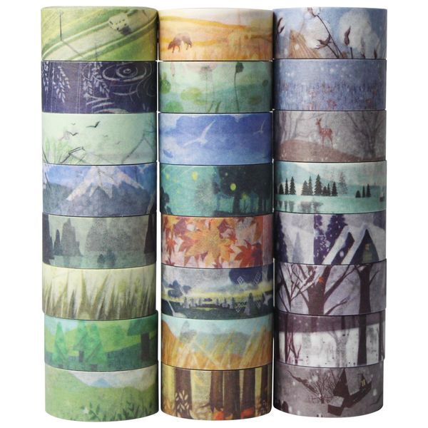 UOOOM 24 Rollen Washi Tape Set - Frühling Sommer Herbst und Winter Kreative Design Klebebänder Papierband - Masking Tape deko klebeband buntes Klebebänder DIY scrapbook