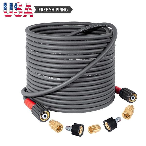 Super Flexible Pressure Washer Hose 50 Ft X 1/4 In Kink Resistant 3200 Psi Grey