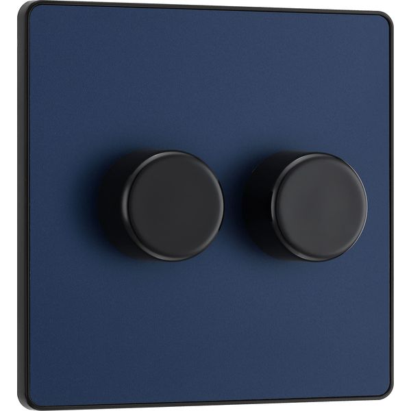 BG Electrical Intelligent Double Wall Dimmer Switch, 2 Way, Screwless Front Plate, Evolve, Matt Blue, 200W, PCDDB82B