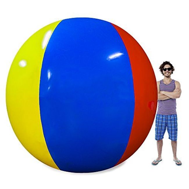 Sol Coastal The Beach Behemoth 12' Giant Beach Ball - Inflatable Beach Ball Made of Thick, Durable 30-mil Vinyl with Reinforced Seams - Large Beach Ball with Secure Airtight Valve for Beach Volleyball