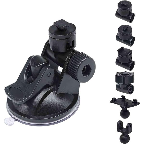 iSportgo S40 Dash Cam Suction Cup Mount [Third Generation] 360 Degree Rotation Suction Cup Holder Bracket with 10+ Different Adapters, Compatible with Rexing, Old Shark, Yi, TOGUARD, Compark,