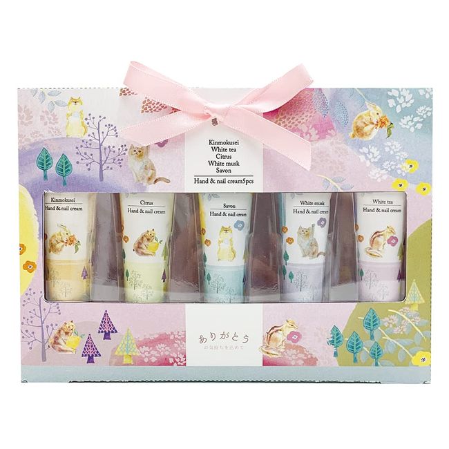 Honyarado COS88298 Forest Charm Hand Cream, Set of 5, Size: Approx. W 5.1 x D 7.3 x H 1.4 inches (13 x 18.5 x 3.5 cm)