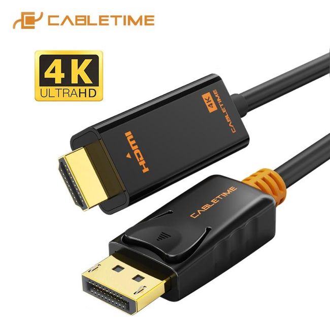 CABLETIME DisplayPort To HDMI Cable 4K/HD hdmi cable DP to HDMI 1080P/4K 60hz Converter DP 1.2 for HDTV Projector Laptop PC C072