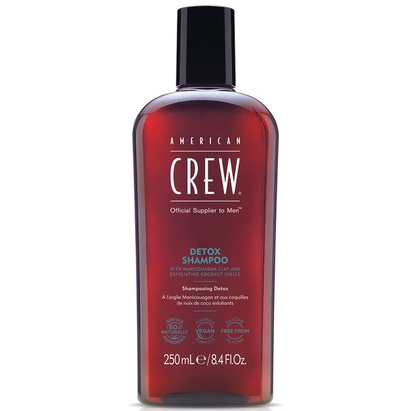 American Crew Detox Shampoo & Scalp Exfoliator, Vegan & Silicone Free (250ml) Removes Excess Oil & Product Build Up, Formulated for Men