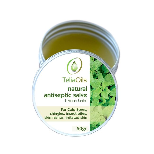 Teliaoils Lemon Balm Salve, Fast Acting/Natural Salve. Cold Sores - Shingles - Skin Rashes - Irritated Skin - Itchy Skin. (1.7 Oz / 50 Ml)