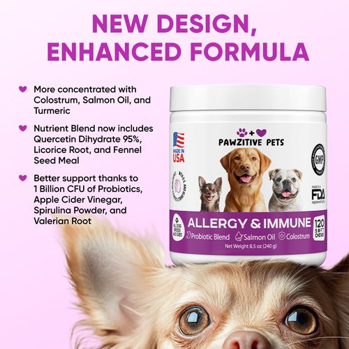 Dog Allergy Relief Chews for Itchy Skin - Seasonal and Food Allergy Chews for Shedding, Licking Paws, Hot Spot, Ears - USA Product - Omega 3 Fish Oil Skin & Coat Supplement - Anti Itch Immune Treats
