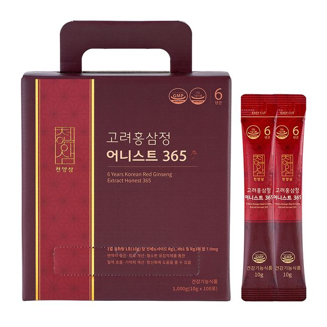 [1 set] Cheonyang 6-year-old Korean red ginseng extract Honest 365 red ginseng stick 10g x 100 packets