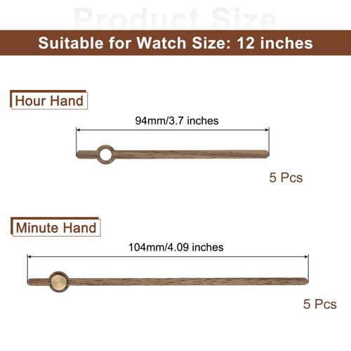 uxcell 5 Set Wooden Clock Hands Only,Walnut Wood Clock Hands Clock Kit for Clock DIY Repair Part Replacement Fit for 12 Inch Wall Clock, 4.88 Inches