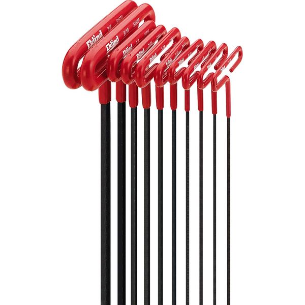 EKLIND 53910 Cushion Grip Hex T-Key allen wrench - 10pc set SAE Inch Sizes 3/32-3/8 9in series