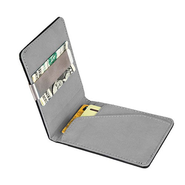 Unisex PU Leather Wallet RFID Blocking Slim Bifold Credit Card Holder with Money Clip - Gray