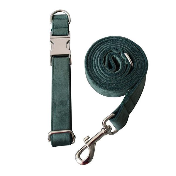 Luxurious Emerald Velvet Dog Collar And Leash Set - Dog Pen And Dog Leash Package / M