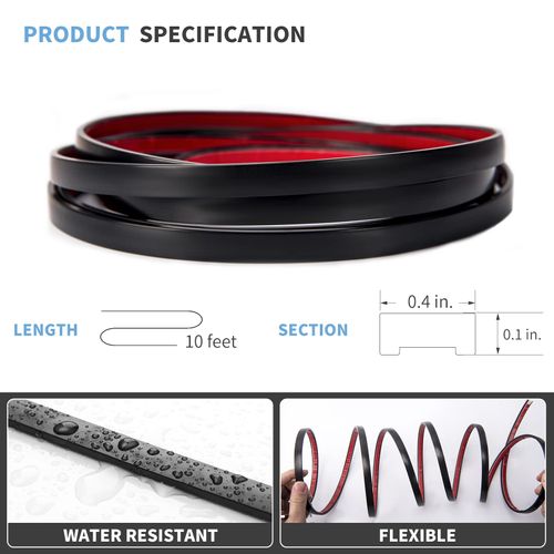 Art3d 10 Ft Peel and Stick Flexible Vinyl Molding Trim for Wall Tile Edges, Kitchen backsplash, Mirrior Frame in Black