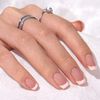 Stick On Nails Short - BTArtbox Square French Tip False Nails With Glue, 30Pcs Soft Gel Press On Nails in 15 Sizes, Reusable Semi-Transparent Glue On Fake Nails for Woman, French Girl