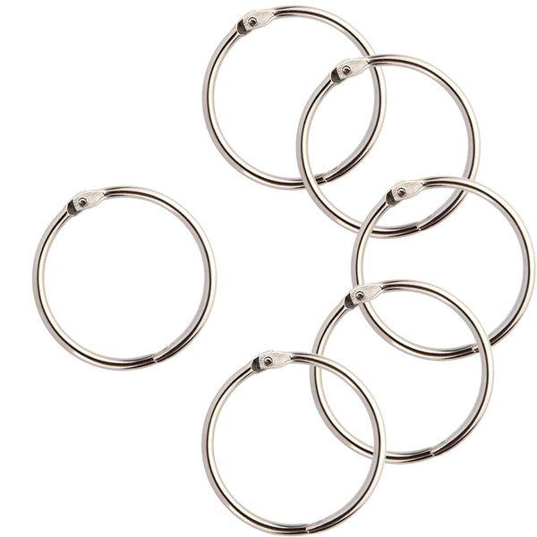 FEPITO 15 Pack 1.8 Inch Diameter Book Loose Leaf Binder Rings Key Keychain Rings, Silver Index Card Rings