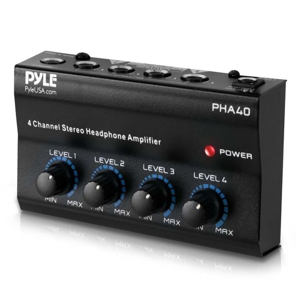 Pyle 4-Ch Headphone Amplifier A Class FM Digital/Analog 40W RCA/AUX/Component