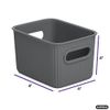 Superio 1.5 L Mini Ribbed Storage Bin- Plastic Storage Basket (Grey, 8 Pack)