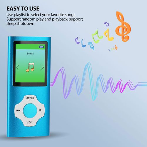 MP3 Music Player 1.8inch LCD Screen 64GB Noise Reduction Mini Portable Music Player Support Recording FM Radio for Students Kids Adults Sky Blue