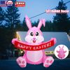 5 Foot Easter Pink Bunny Outdoor Decorations LED Blow Up Yard Decor Happy Easter
