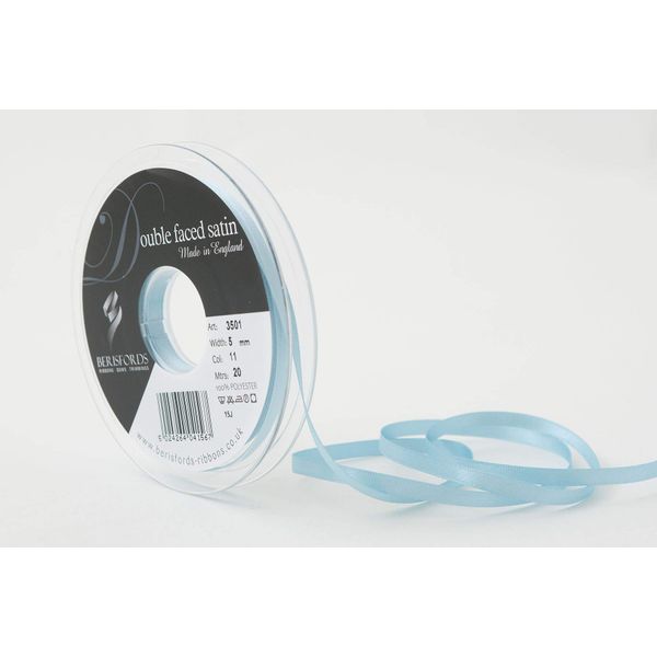 Berisfords Double FACE Poly Satin Ribbon, Saxe, 5 mm
