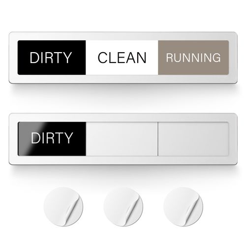EliteSign Dishwasher Magnet Clean Dirty Sign, 3 Options with Running Options, Silver Dishwasher Magnet Easy to Switch, Residue Free Adhesive Included