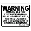 Florida Equine Liability law Sign. 18x24