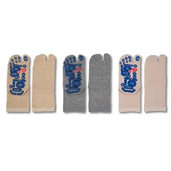 [Made in Japan] TSUBO Recipe Urn Map Socks, 8.7 - 9.8 inches (22 - 25 cm), Tabi Socks, Beige, Gray, Pink, Foot, Urn Point, Health Socks, Health Socks, Socks, Put on, Foot Pressure Point Press, Massage, Self Check, Refreshing, Comfortable